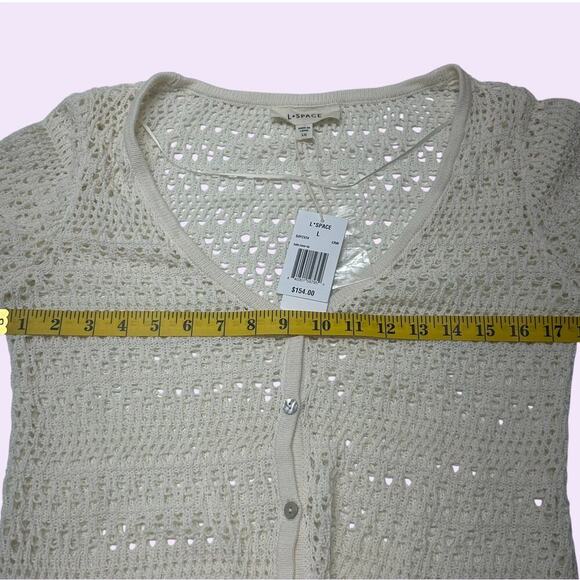 NWTs  L*SPACE Sofia Cover-Up Button Down Cardigan in cream (L) - Picture 7 of 12